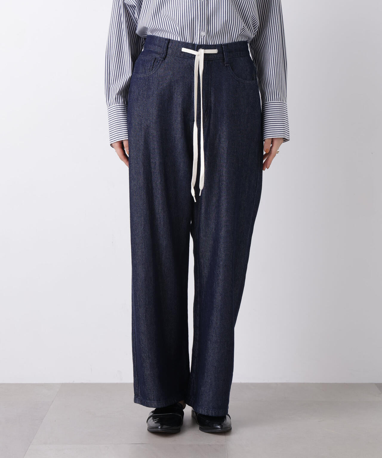 ウエストドロストワイドデニムパンツ 6736127306