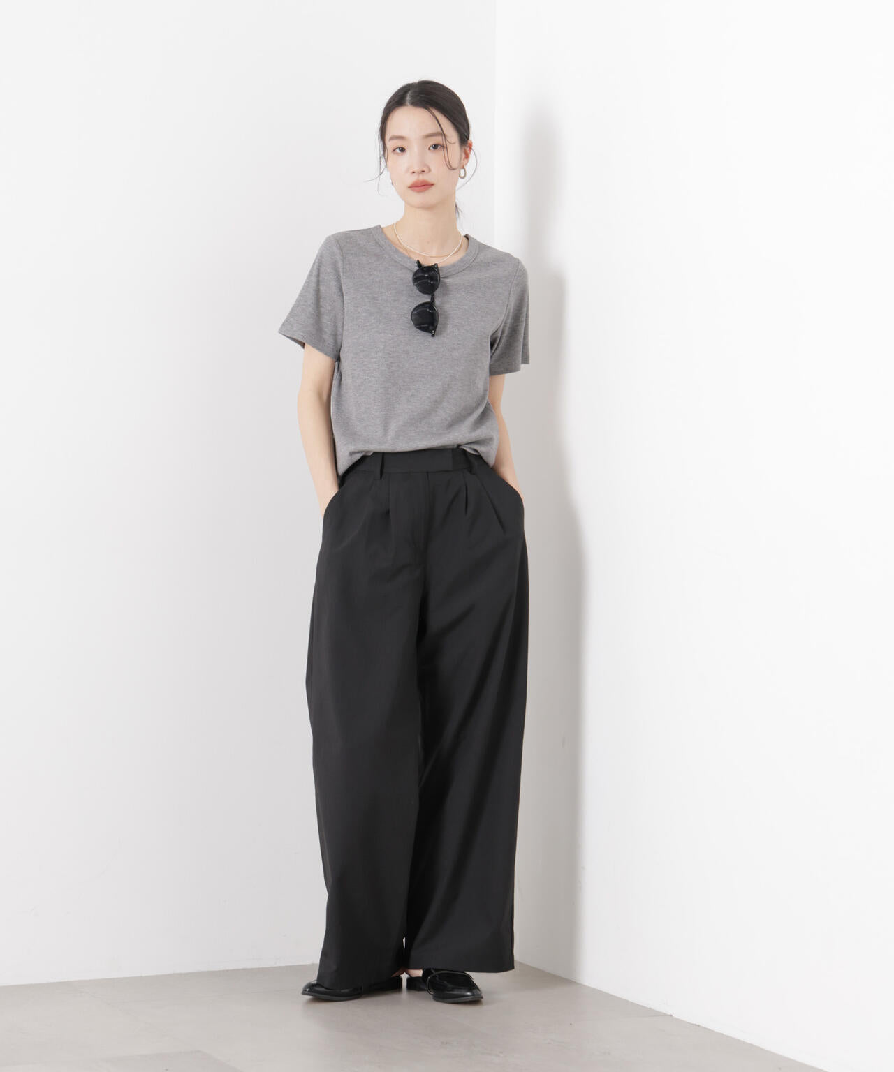 ソフトシアーツータックワイドパンツ(セットアップ可) 6736127308