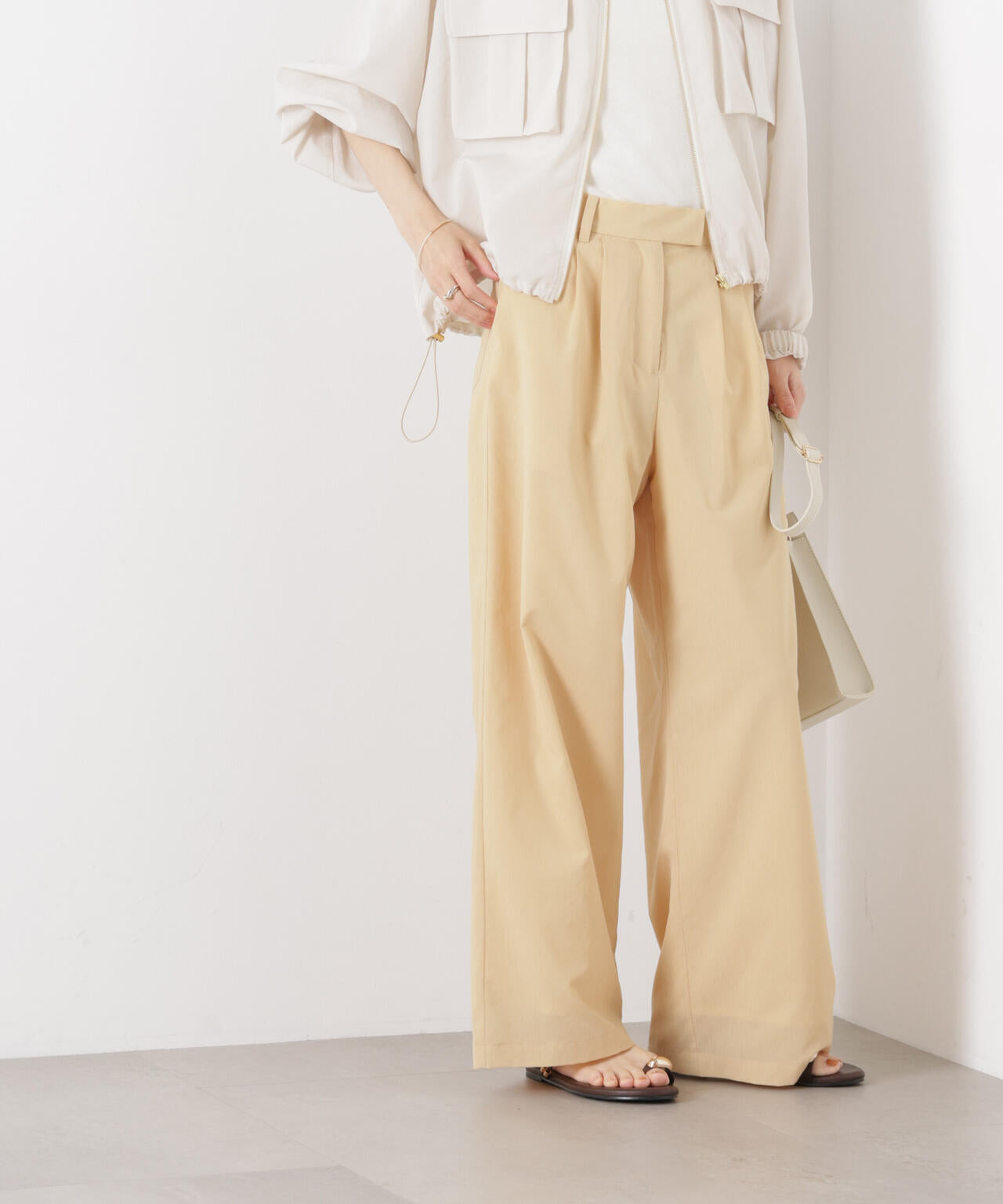 ソフトシアーツータックワイドパンツ(セットアップ可) 6736127308