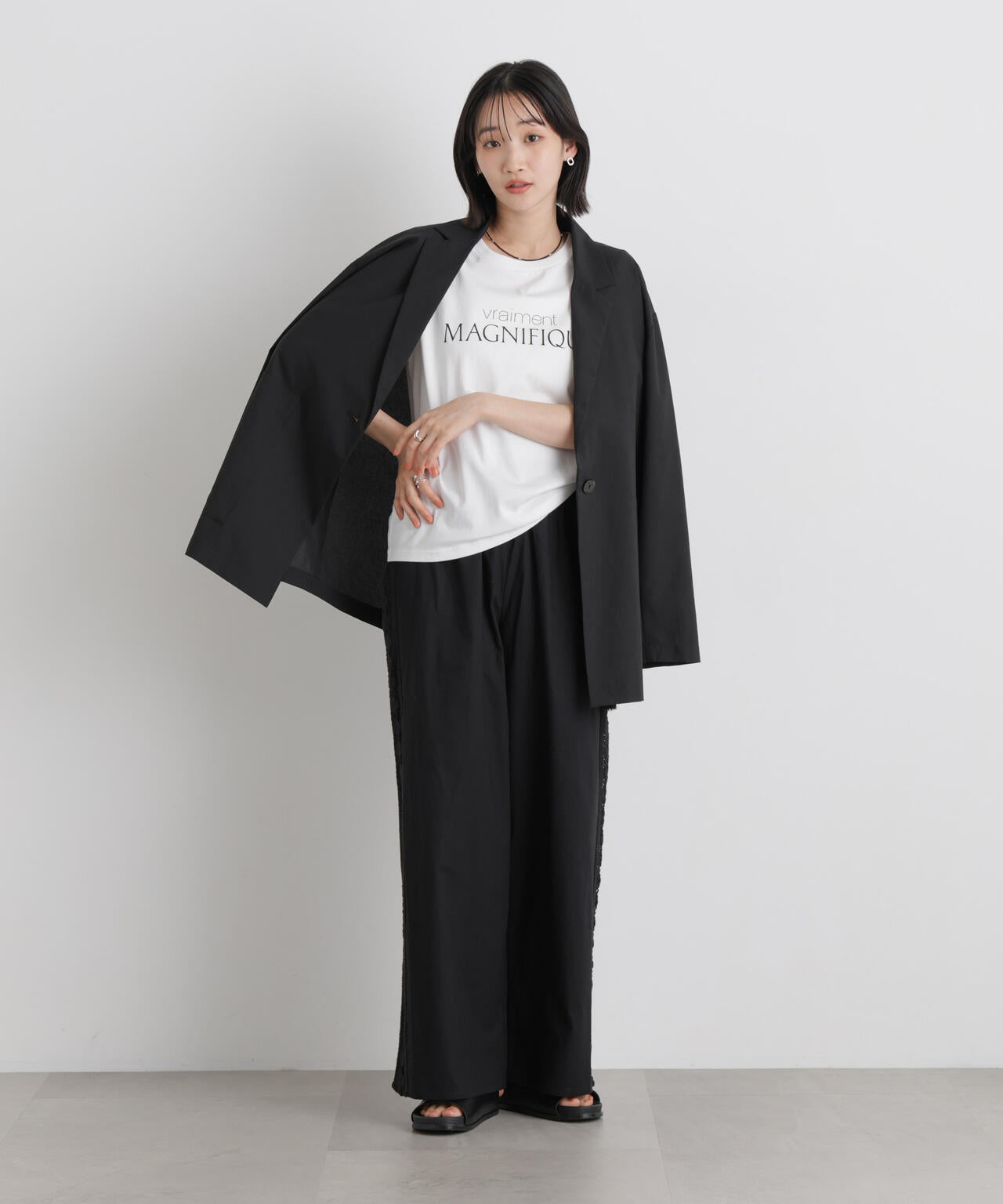 made in INDIA サイドレースワイドパンツ 6736127309