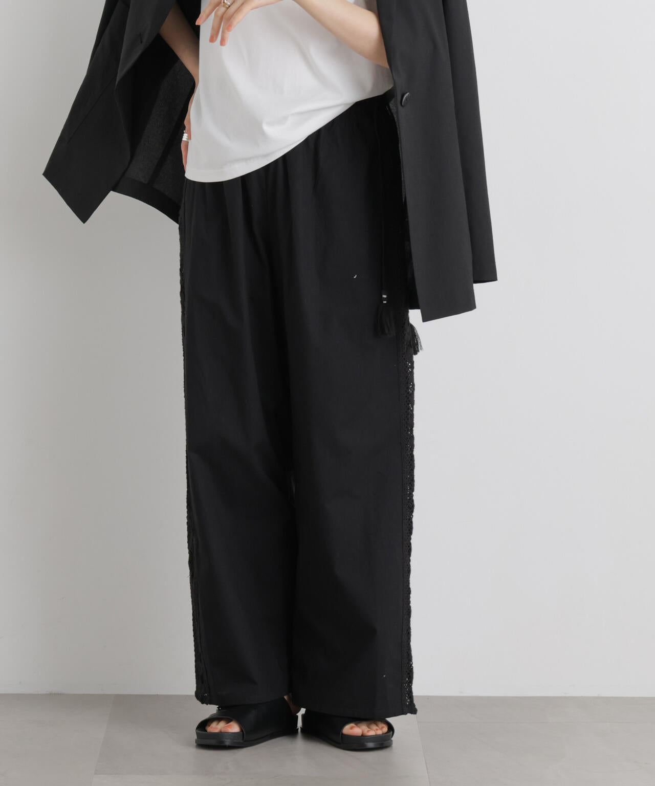 made in INDIA サイド レース ワイドパンツ
