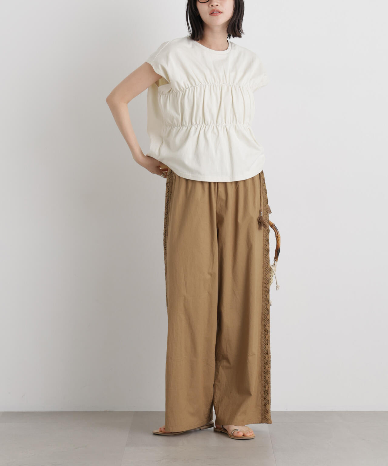 made in INDIA サイドレースワイドパンツ 6736127309