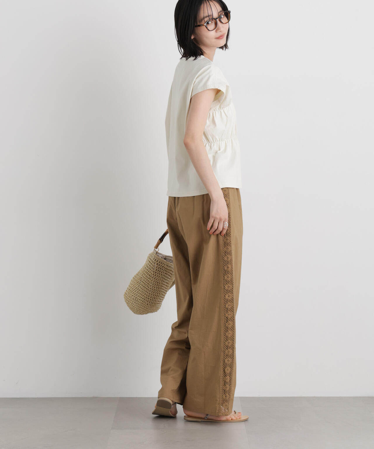 made in INDIA サイドレースワイドパンツ 6736127309