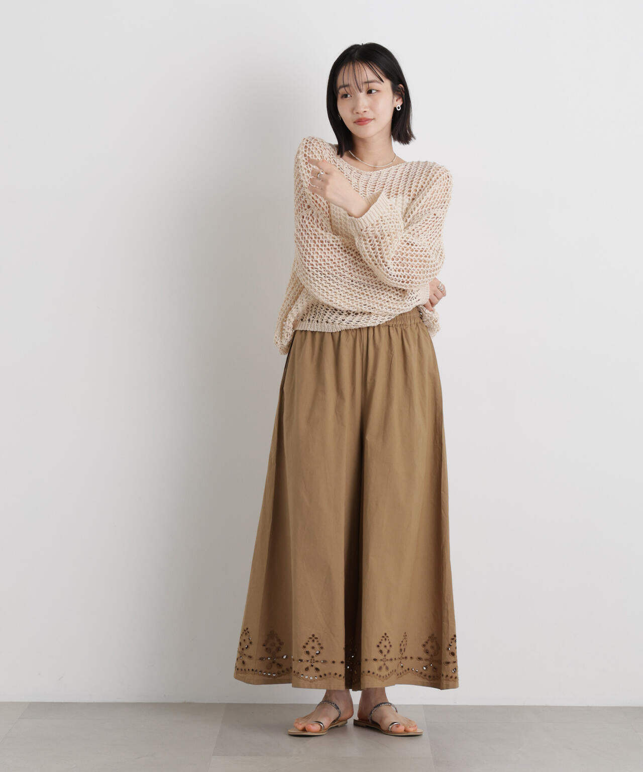 made in INDIA カットワーク エンブロイダリー パンツ ( セットアップ 可 )