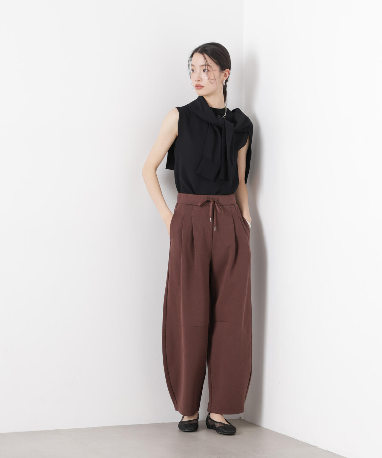 接触冷感 ダンボールカット カーブシルエット パンツ ( セットアップ 可)