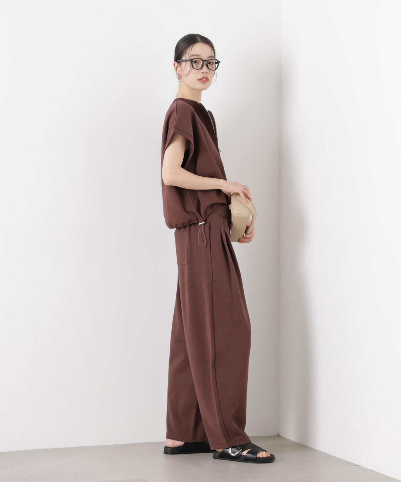 接触冷感ダンボールカットカーブシルエットパンツ(セットアップ可) 6736127320