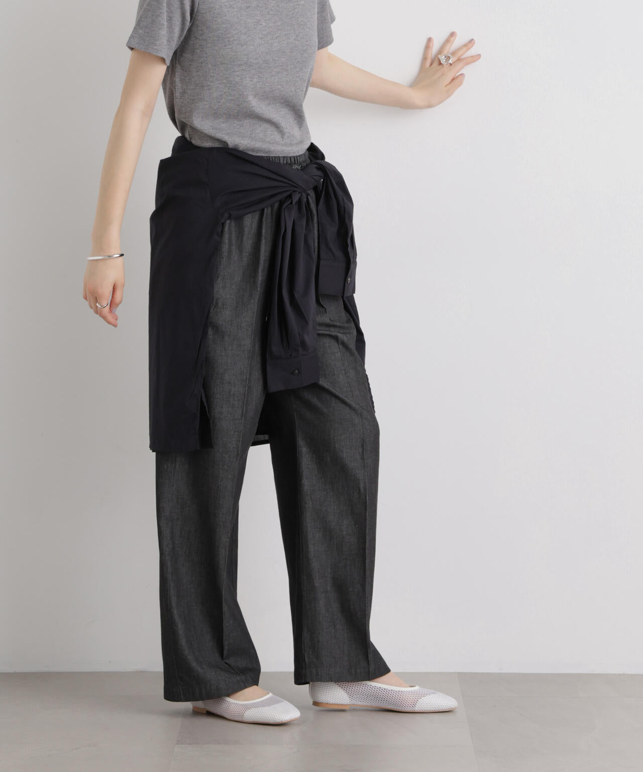 ライトオンスデニムドロストセンタープレスパンツ(セットアップ可) 6736127322