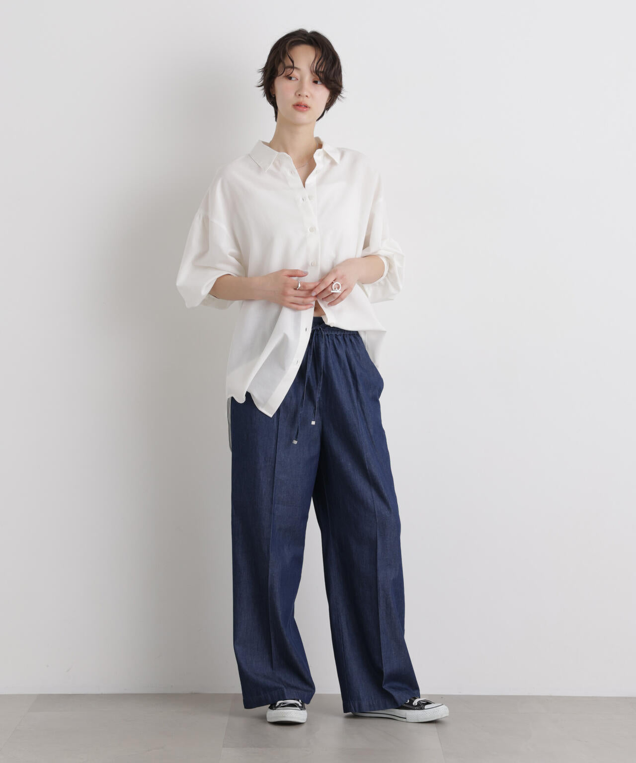 ライトオンスデニムドロストセンタープレスパンツ(セットアップ可) 6736127322