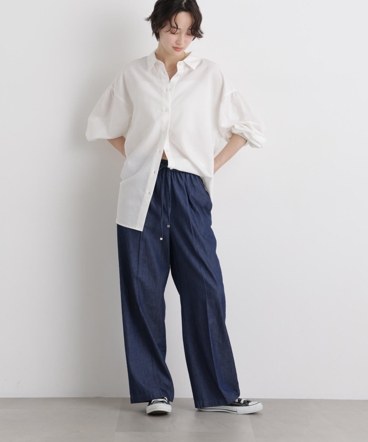 ライトオンスデニムドロストセンタープレスパンツ(セットアップ可) 6736127322