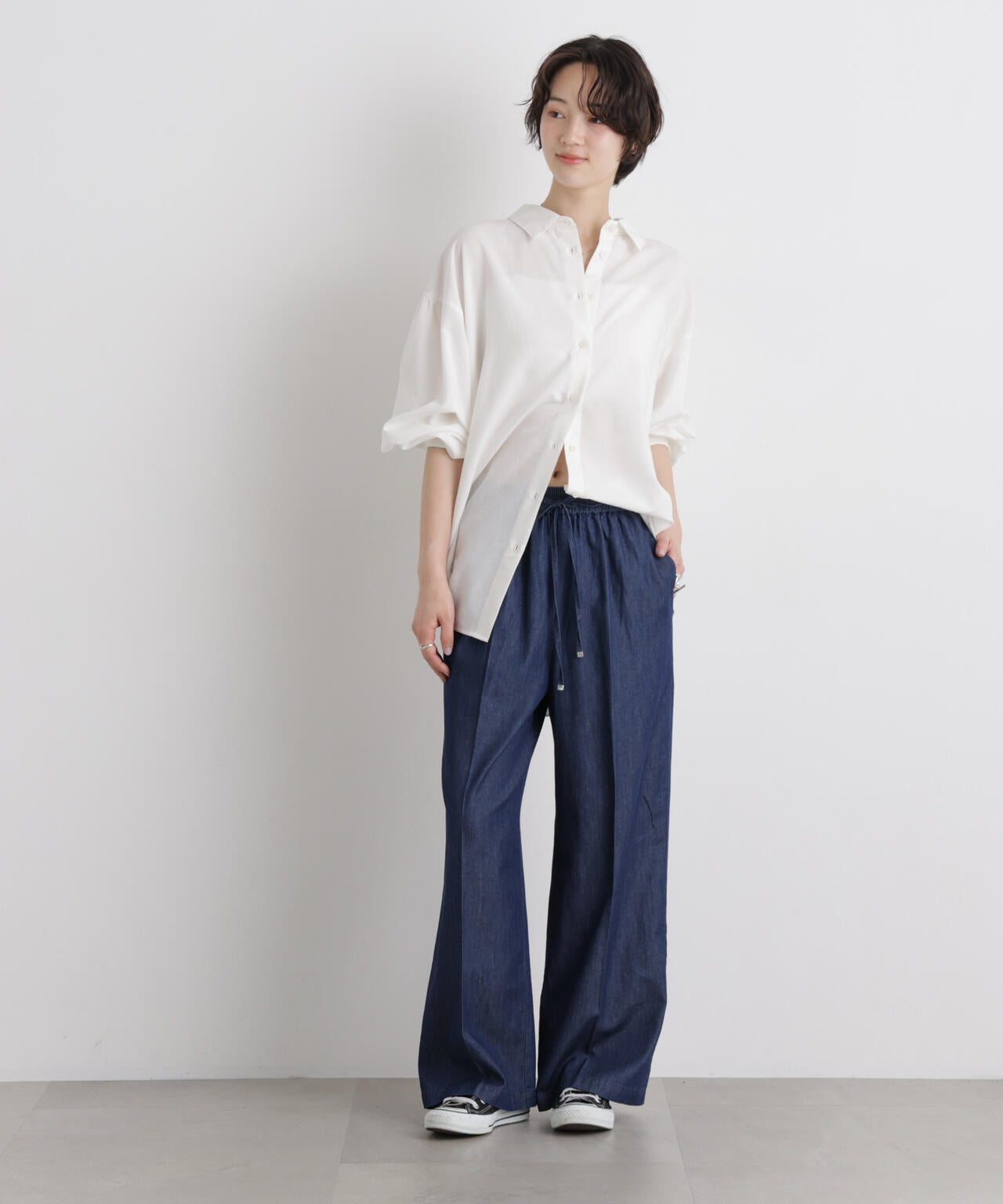 ライトオンスデニムドロストセンタープレスパンツ(セットアップ可) 6736127322