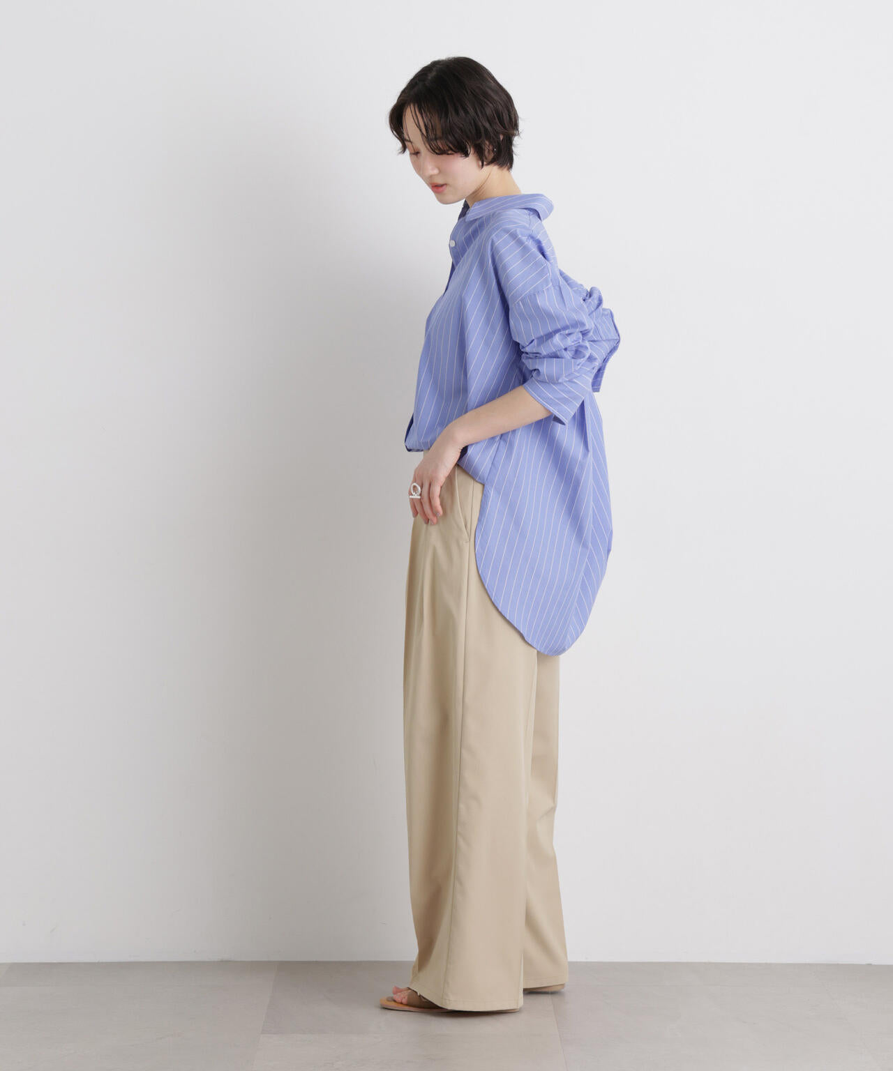 エバークリース加工 タック ワイド センタープレス パンツ