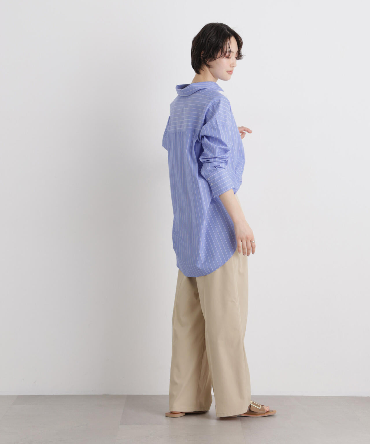 エバークリース加工 タック ワイド センタープレス パンツ