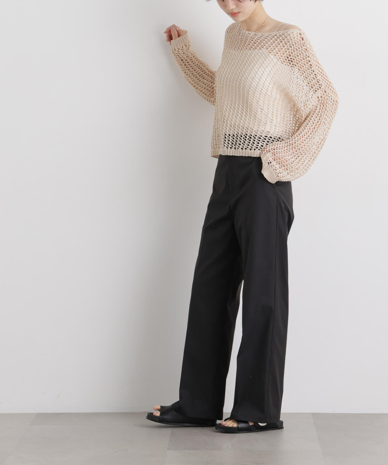 エバークリース加工 ストレート センタープレス パンツ