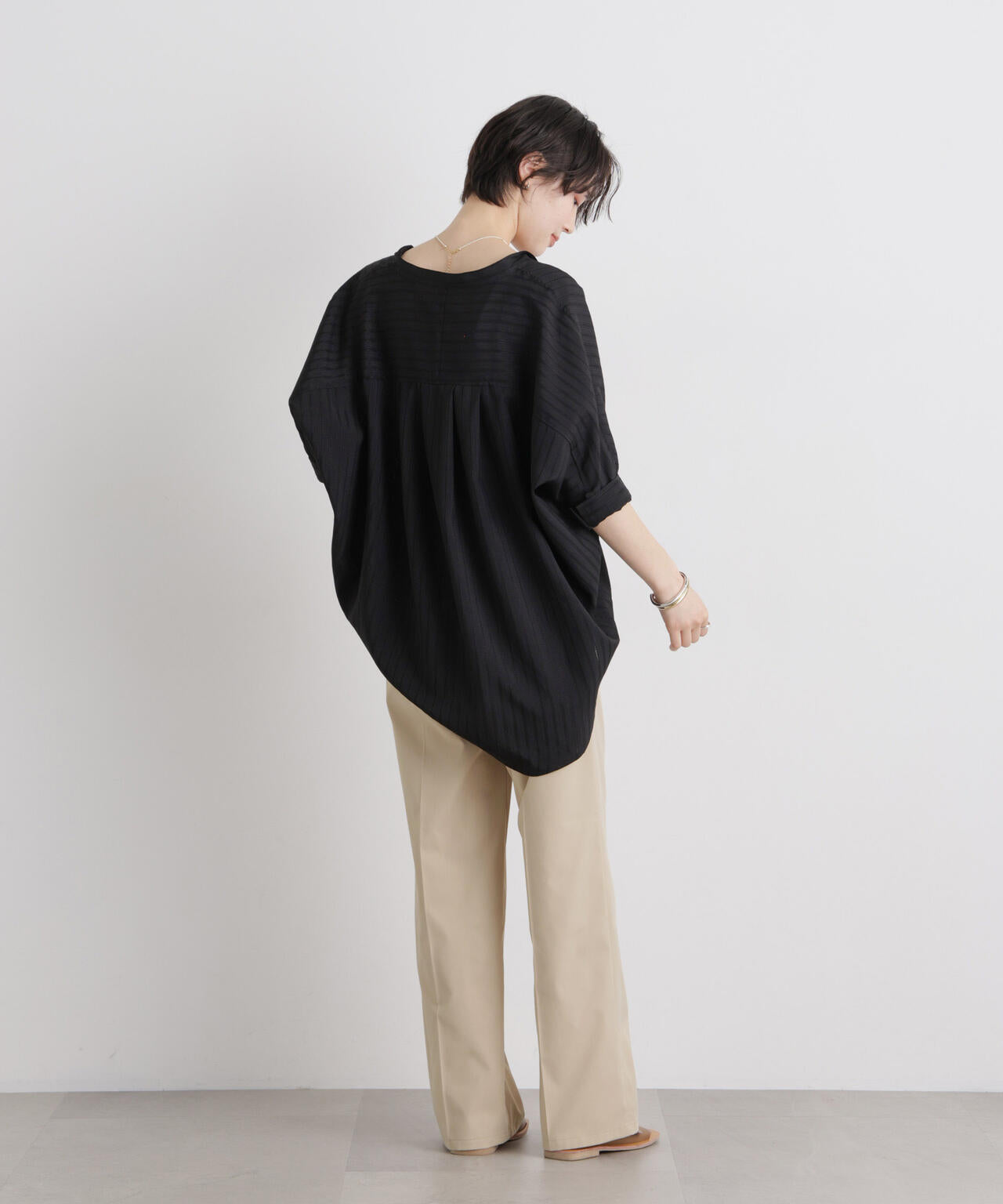 エバークリース加工 ストレート センタープレス パンツ