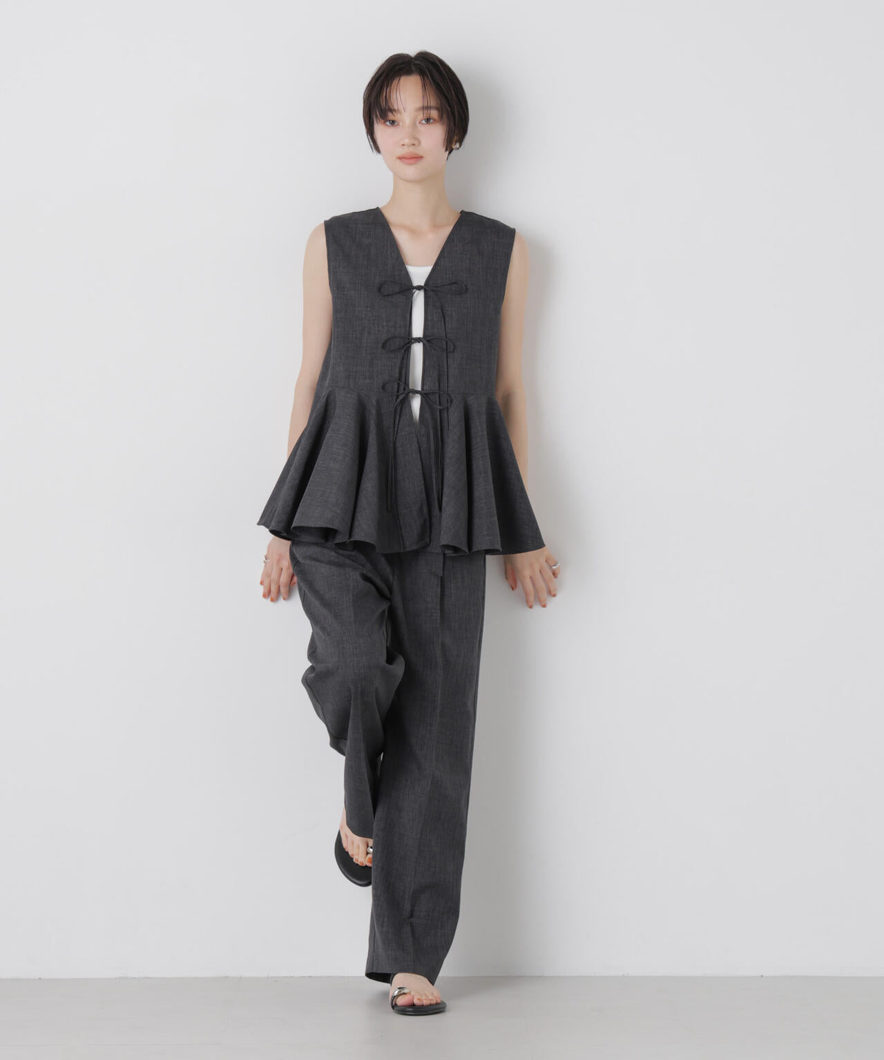 リネンライクワンタックセンタープレスパンツ(セットアップ可) 6736127327