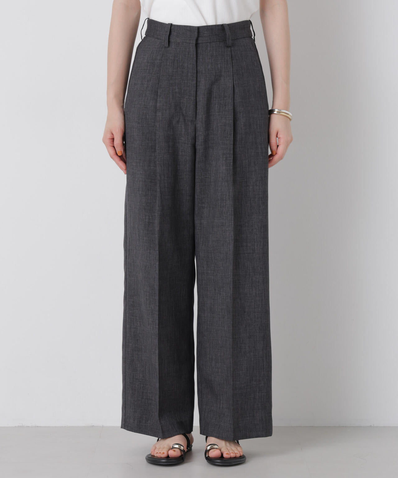 リネンライクワンタックセンタープレスパンツ(セットアップ可) 6736127327