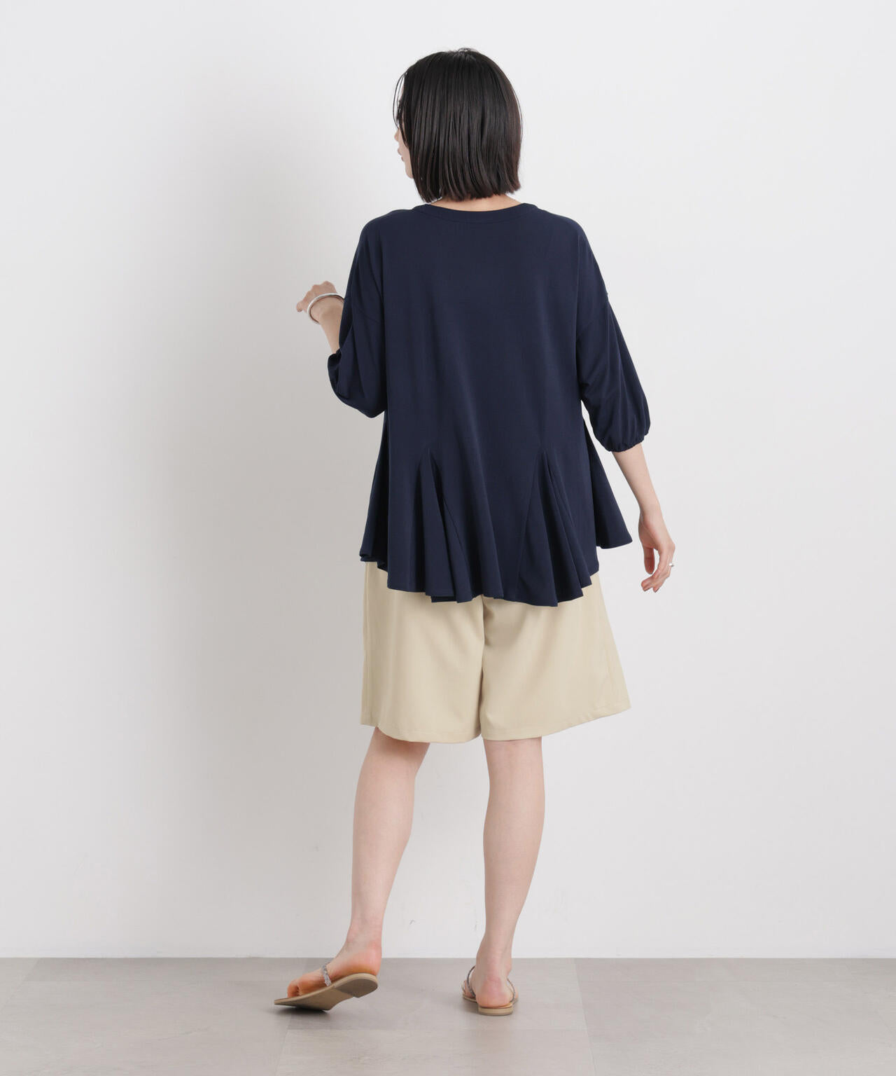 メランジ ストレッチ ベルト付 ハーフパンツ ( セットアップ 可)