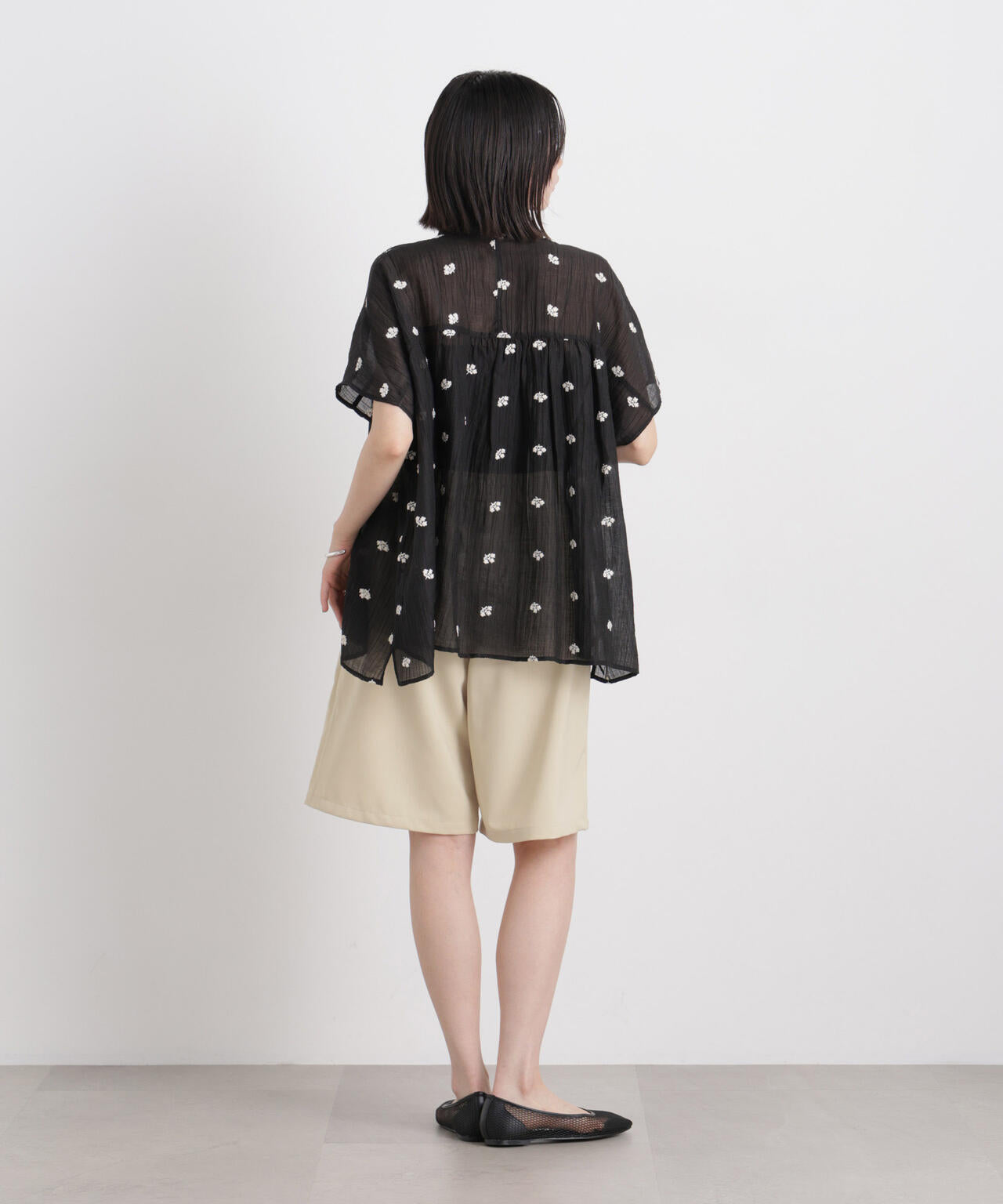メランジ ストレッチ ベルト付 ハーフパンツ ( セットアップ 可)