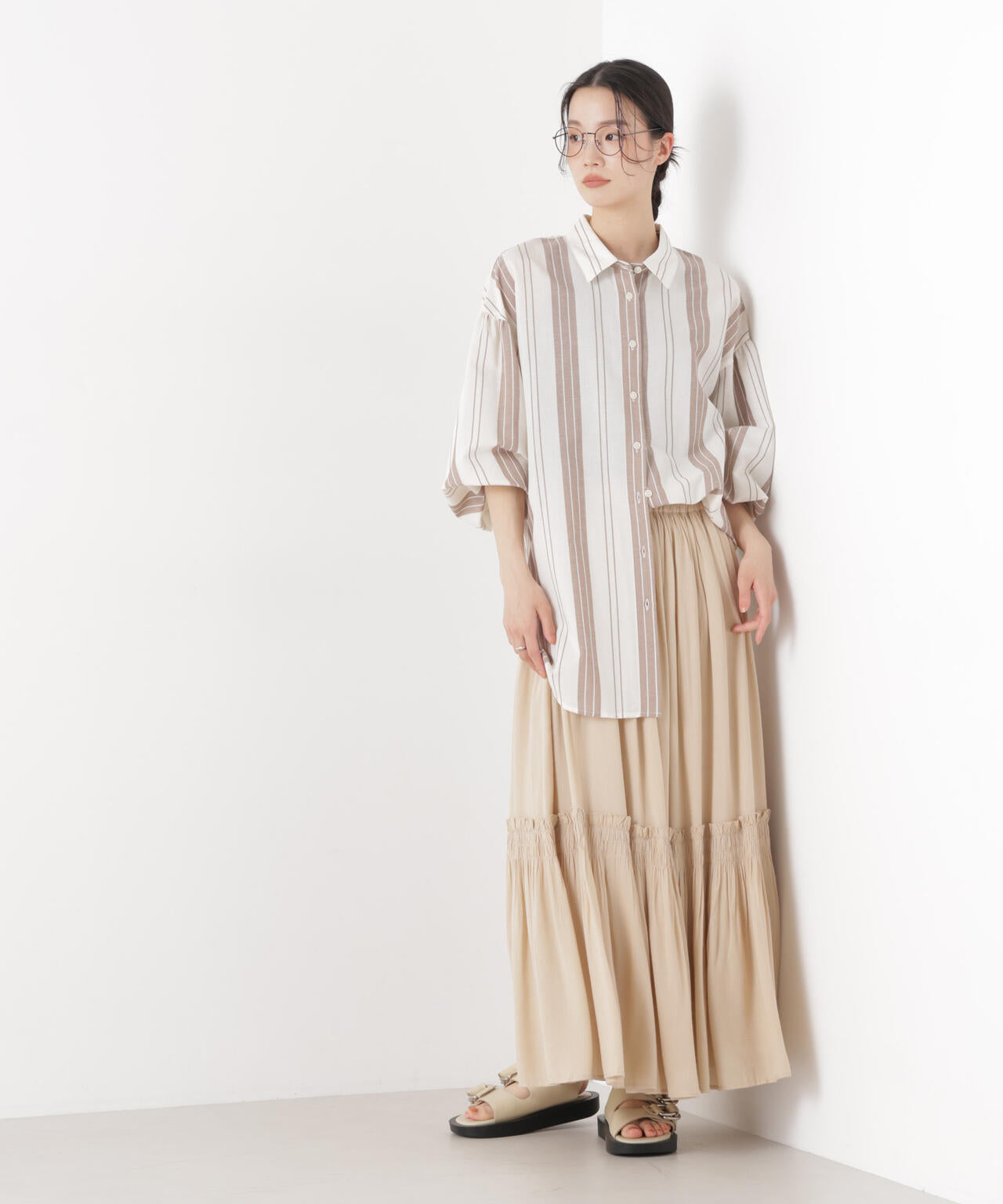 made in INDIA 切り替え ギャザー スカート ( セットアップ 可 )