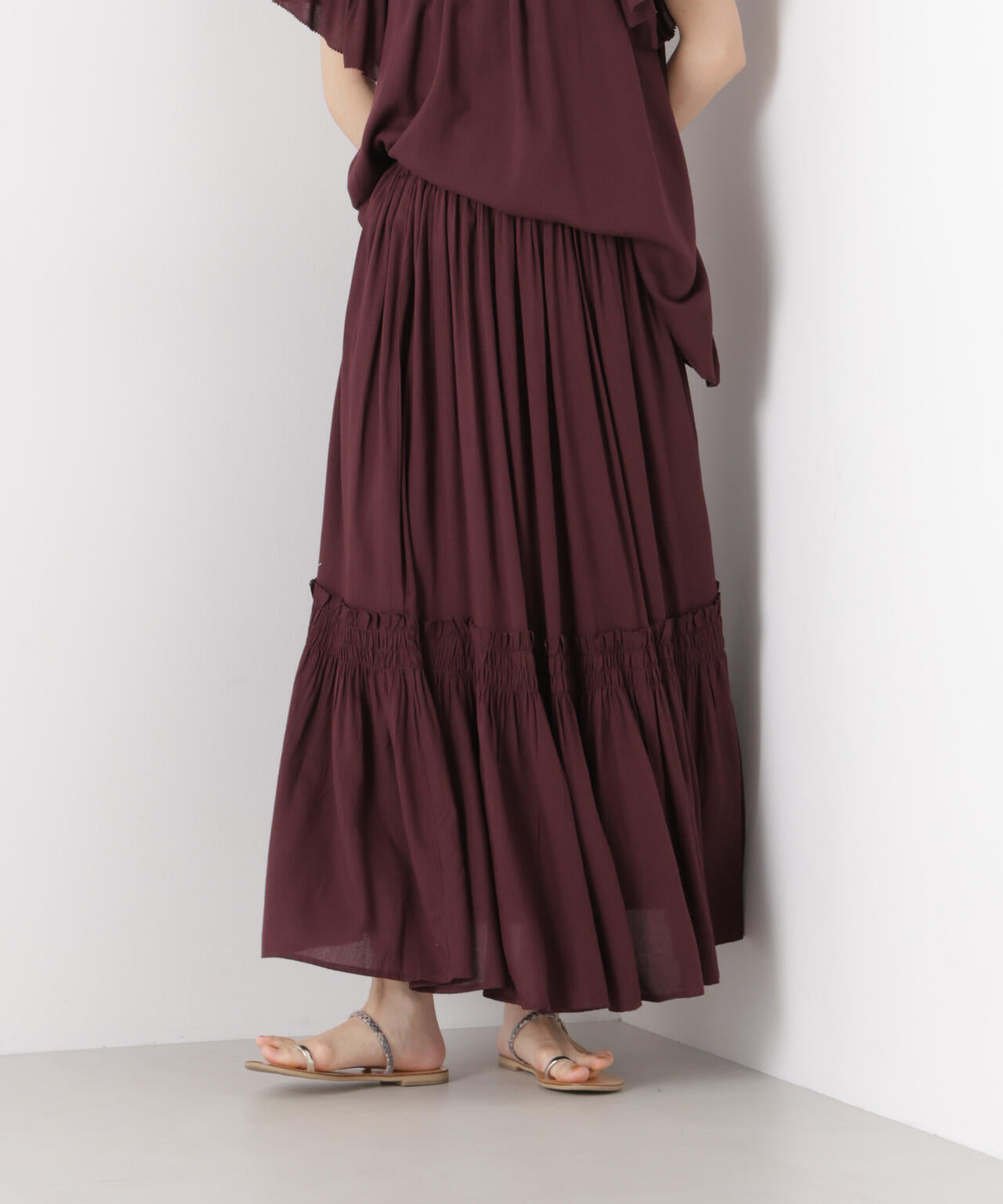 made in INDIA 切り替えギャザースカート(セットアップ可) 6736130300