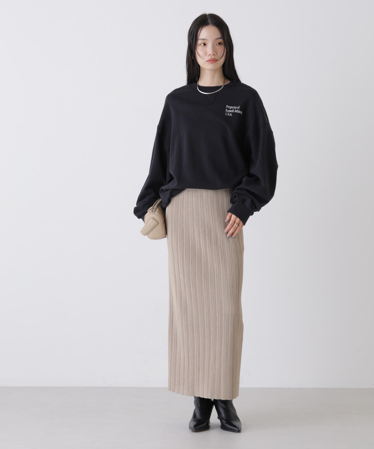 Nala Croppded knit top 水陸両用 プリーツ ニット ナロースカート ( セットアップ 可)