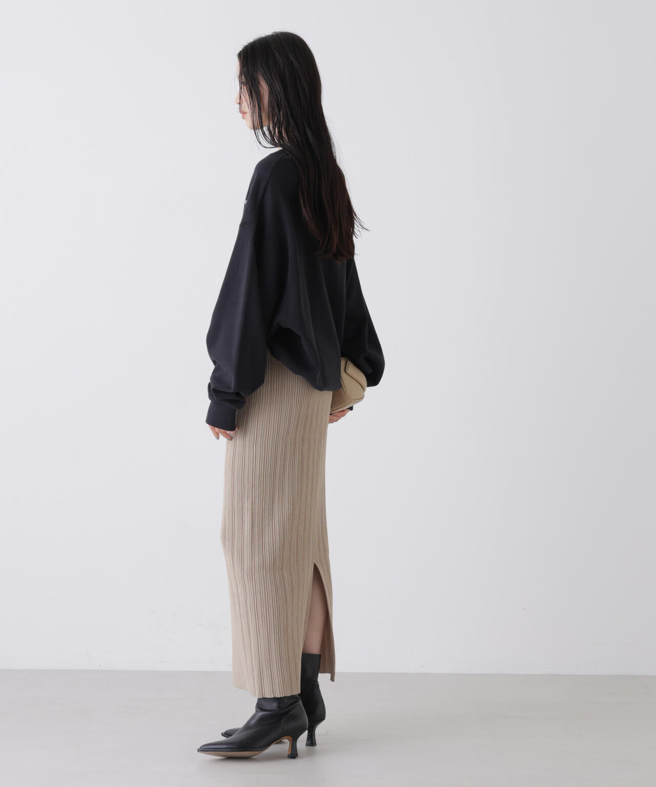 プリーツニットナロースカート(セットアップ可) 6736130301