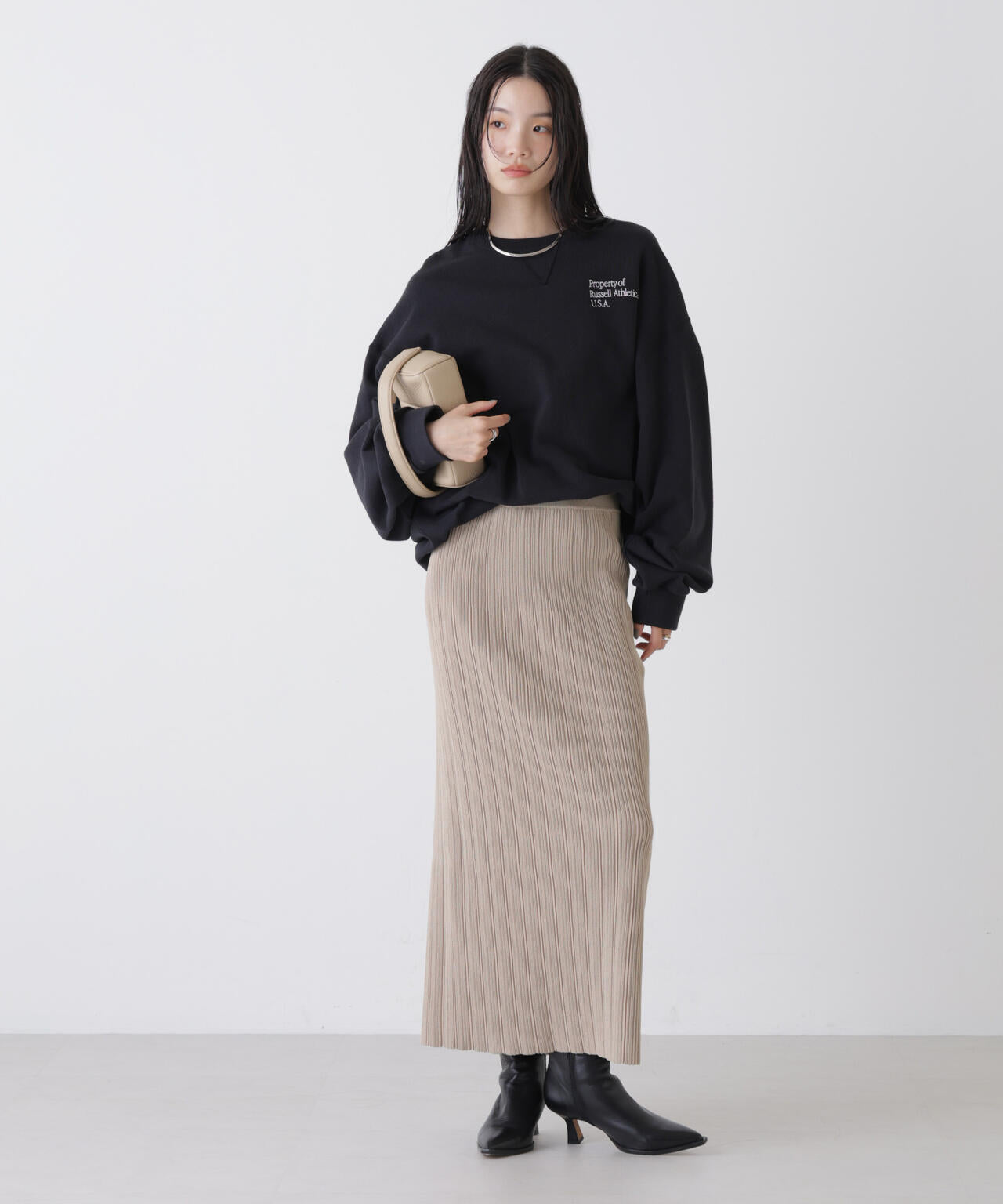 プリーツニットナロースカート(セットアップ可) 6736130301