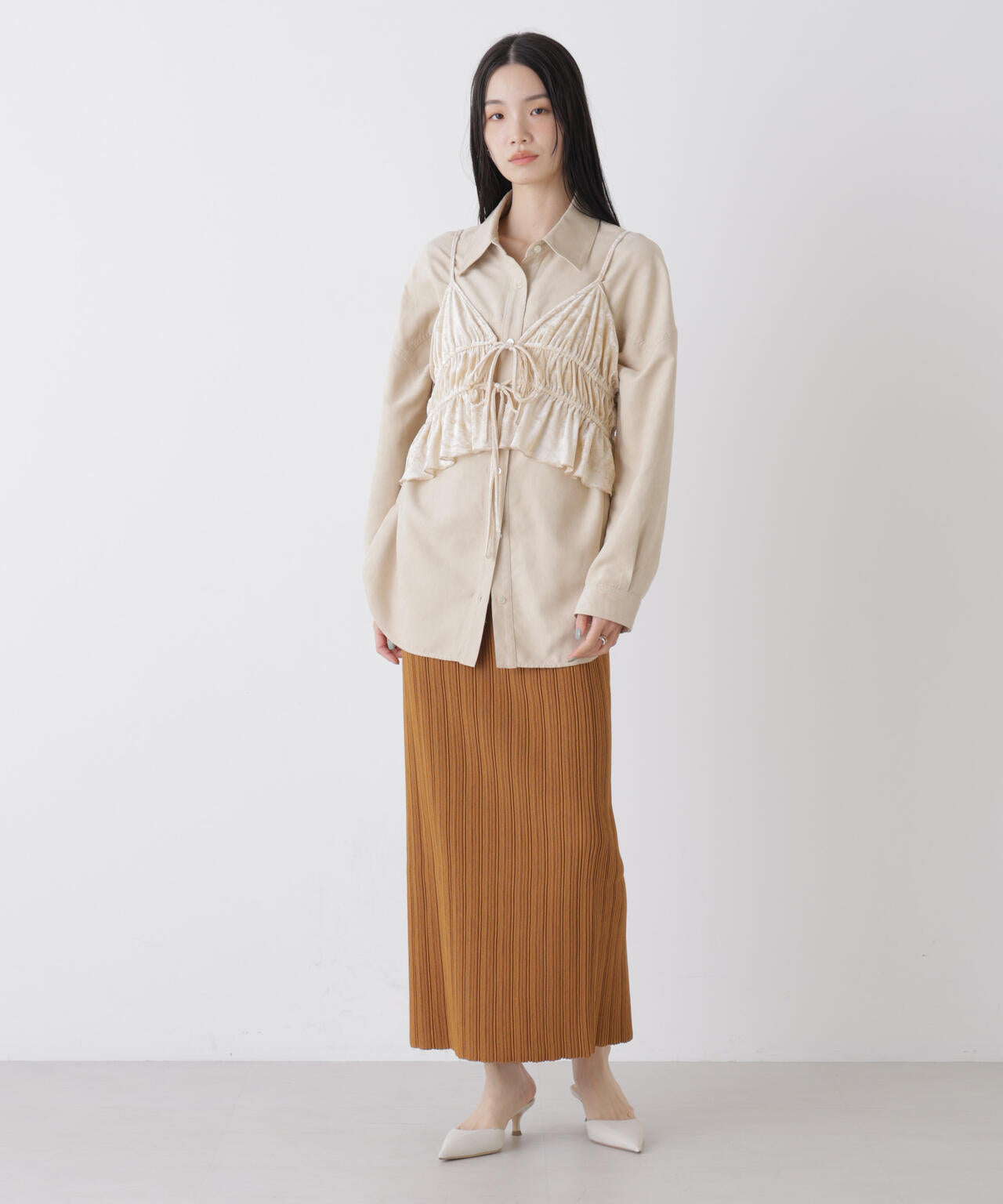 プリーツニットナロースカート(セットアップ可) 6736130301