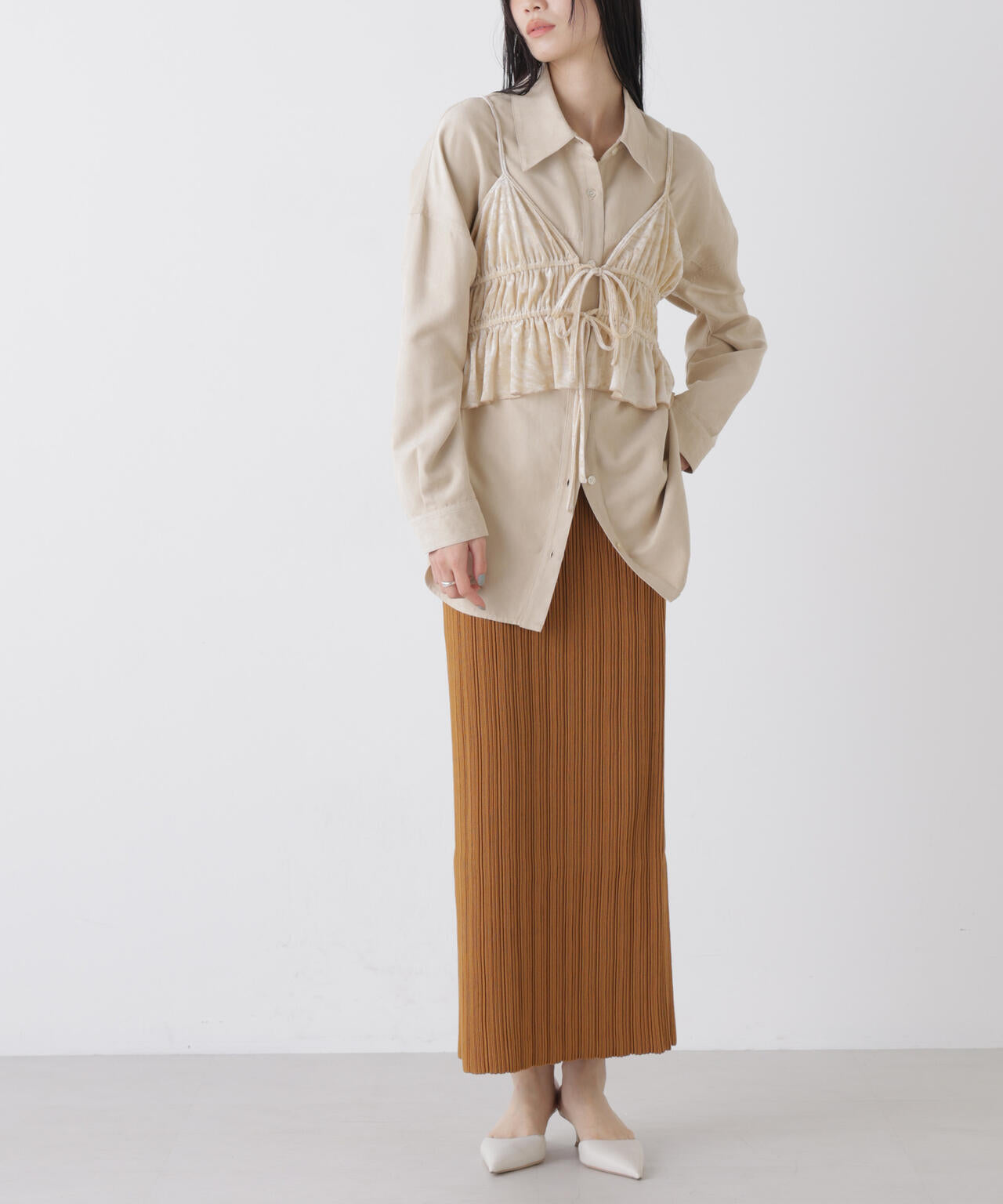 プリーツニットナロースカート(セットアップ可) 6736130301