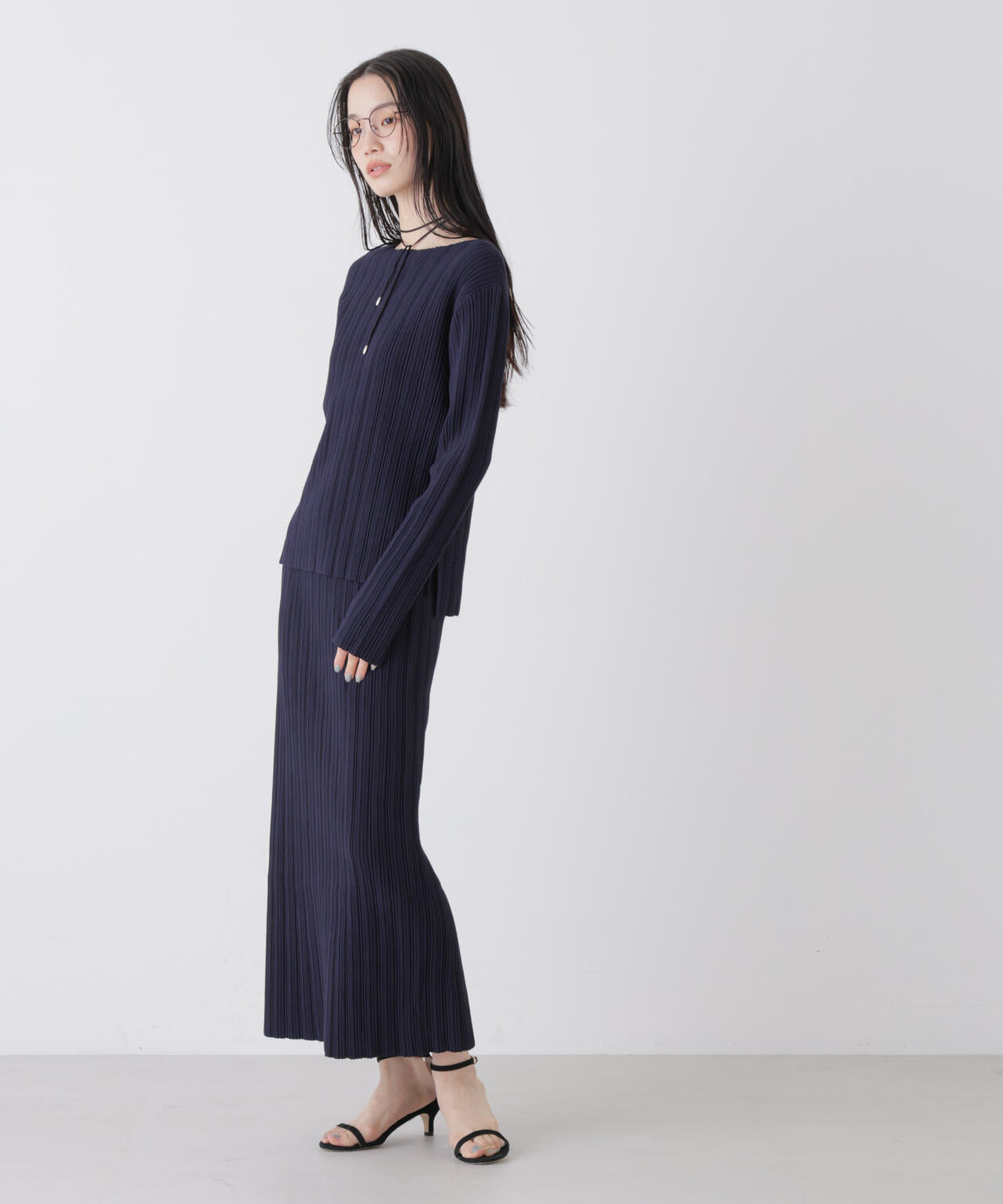 プリーツニットナロースカート(セットアップ可) 6736130301