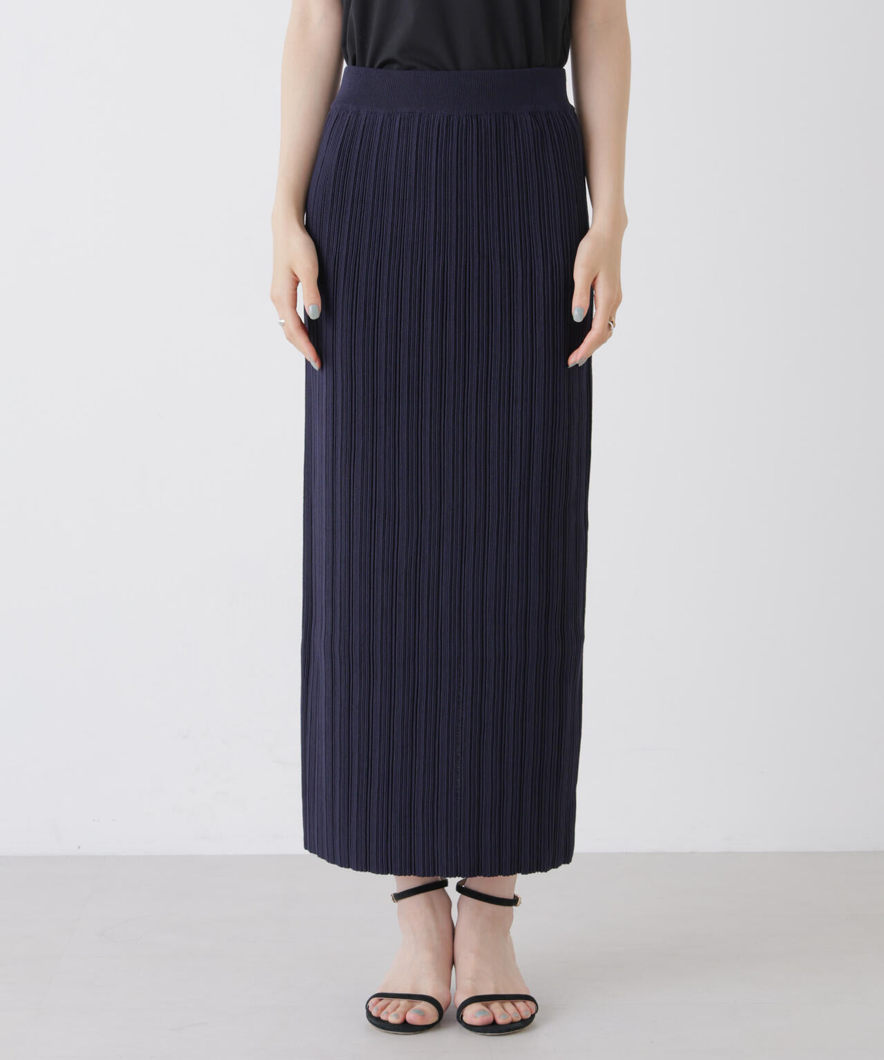 プリーツニットナロースカート(セットアップ可) 6736130301