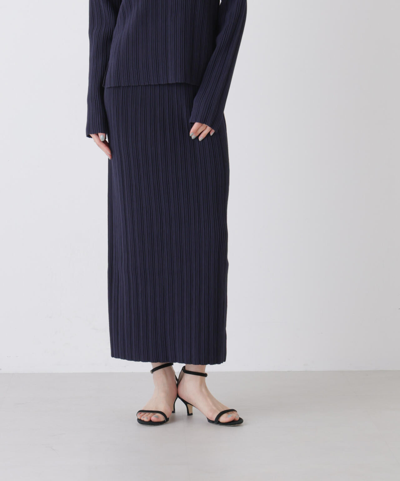プリーツニットナロースカート(セットアップ可) 6736130301