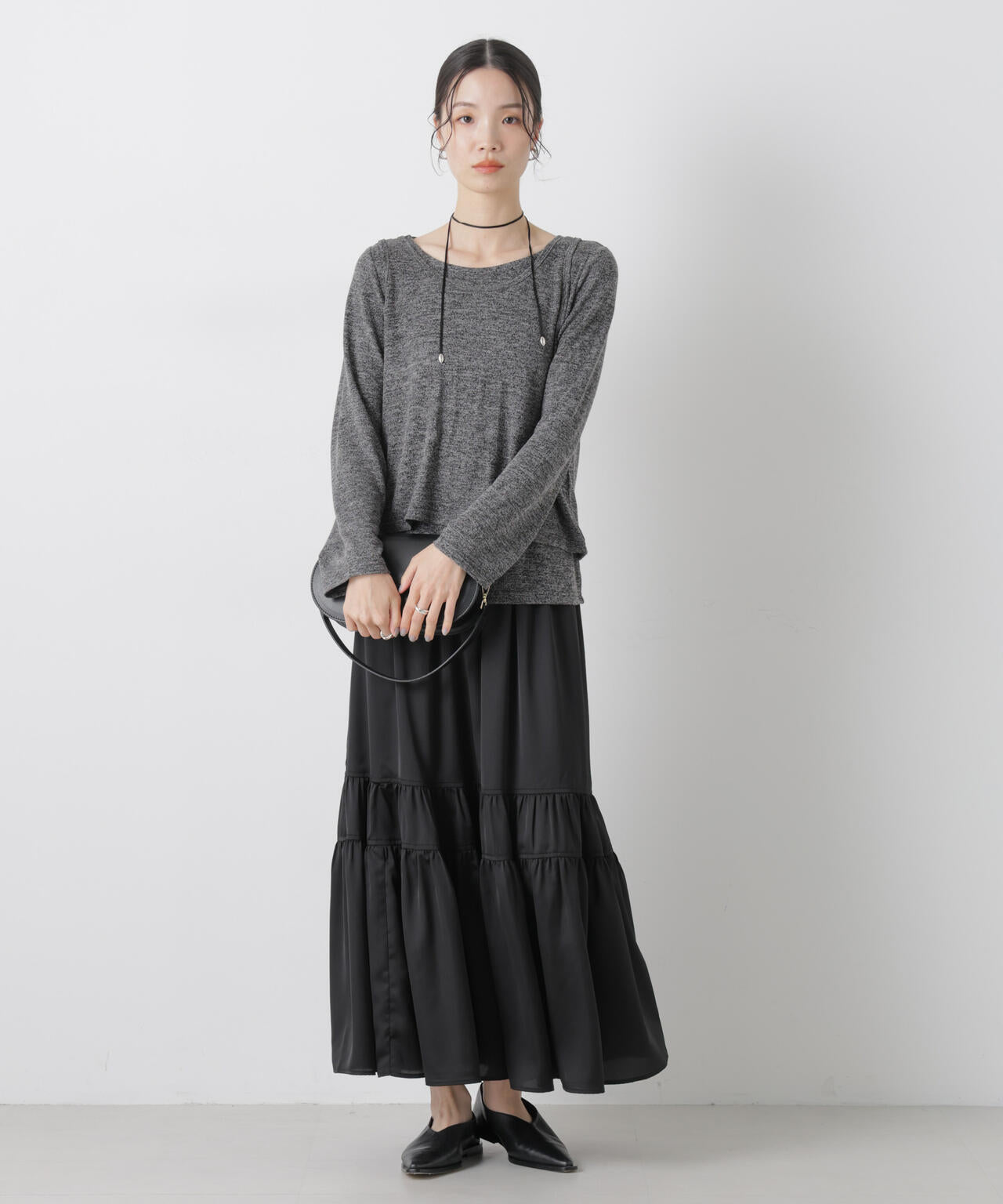 ティアード切り替えサテンギャザースカート 6736130302