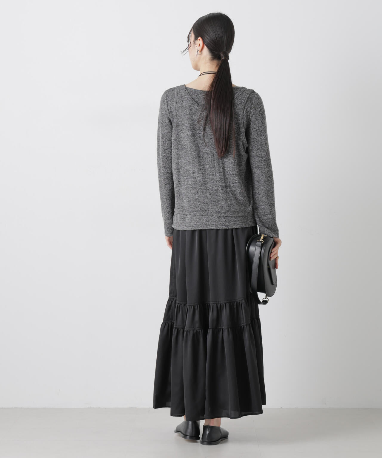 ティアード切り替えサテンギャザースカート 6736130302