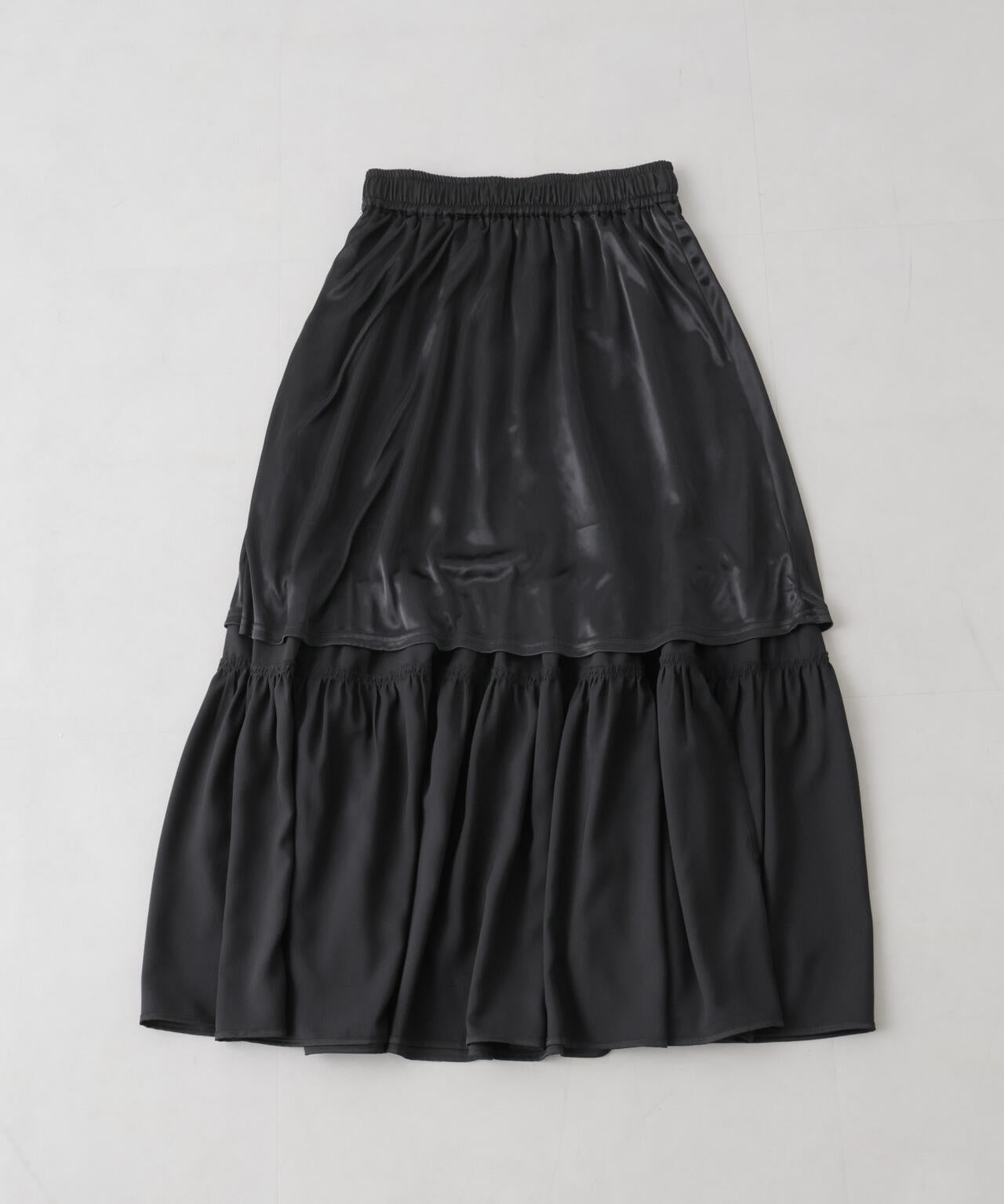 ティアード切り替えサテンギャザースカート 6736130302