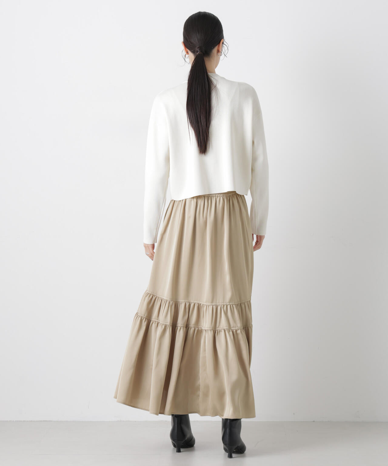 ティアード切り替えサテンギャザースカート 6736130302