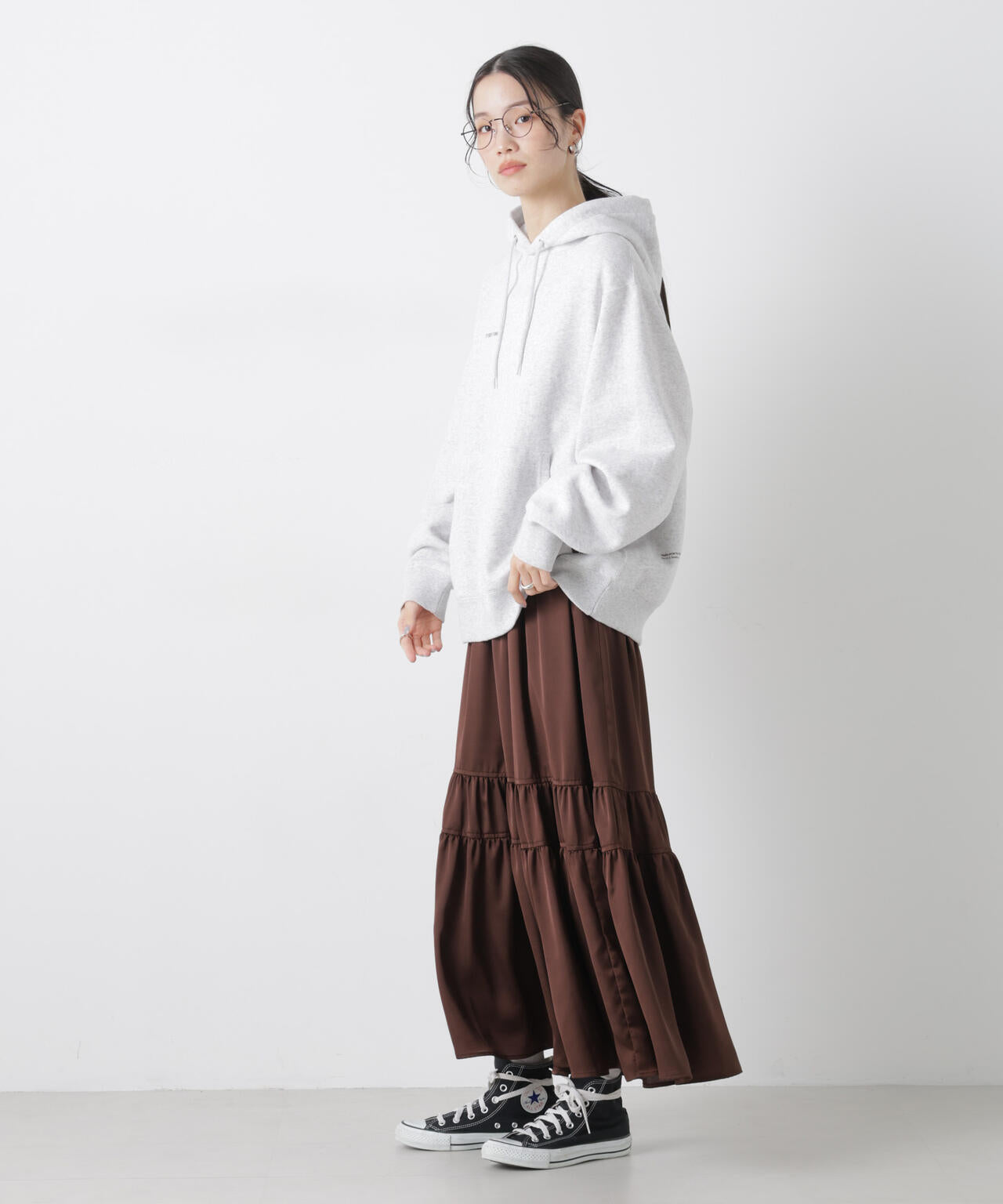 ティアード切り替えサテンギャザースカート 6736130302