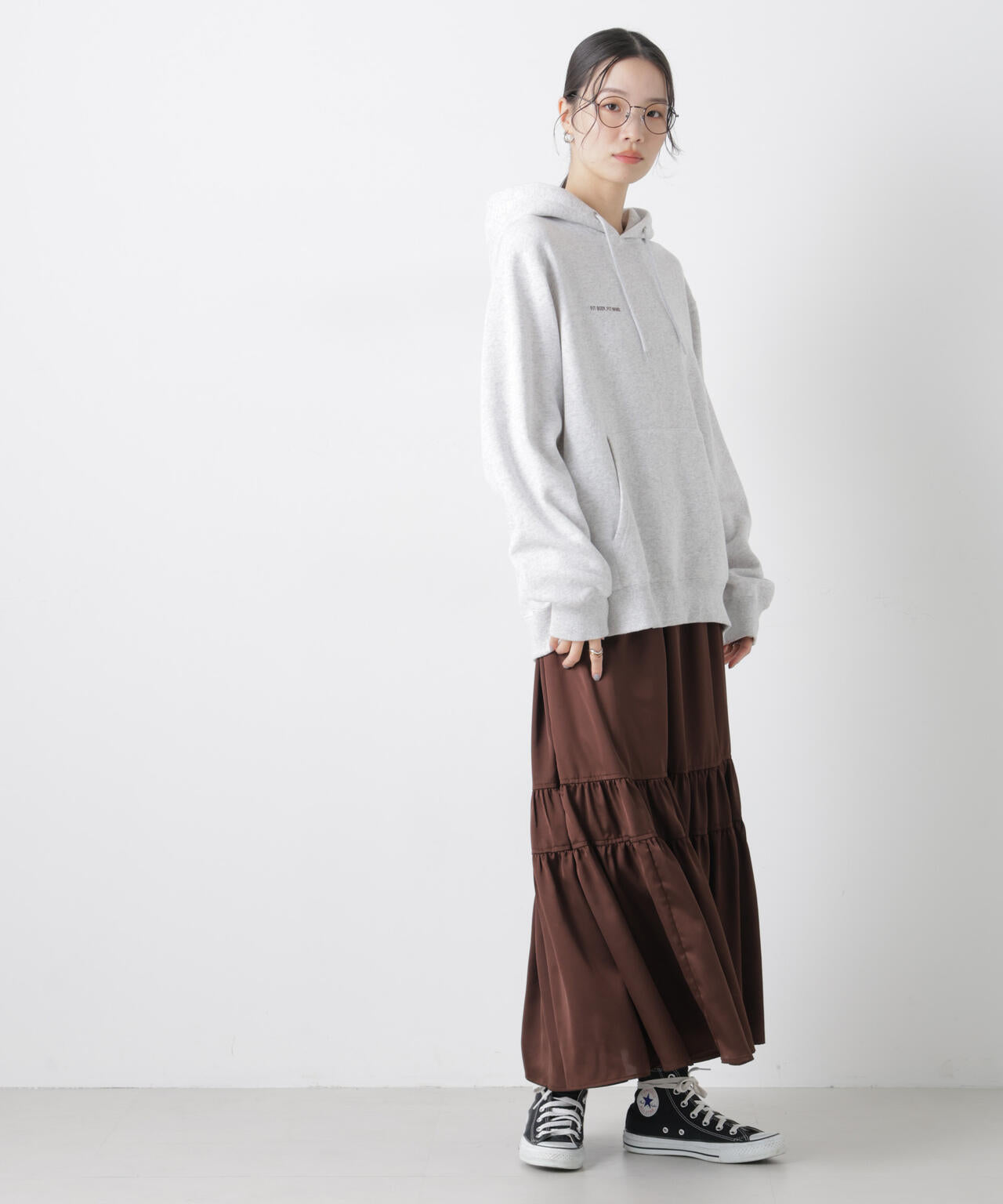 ティアード切り替えサテンギャザースカート 6736130302