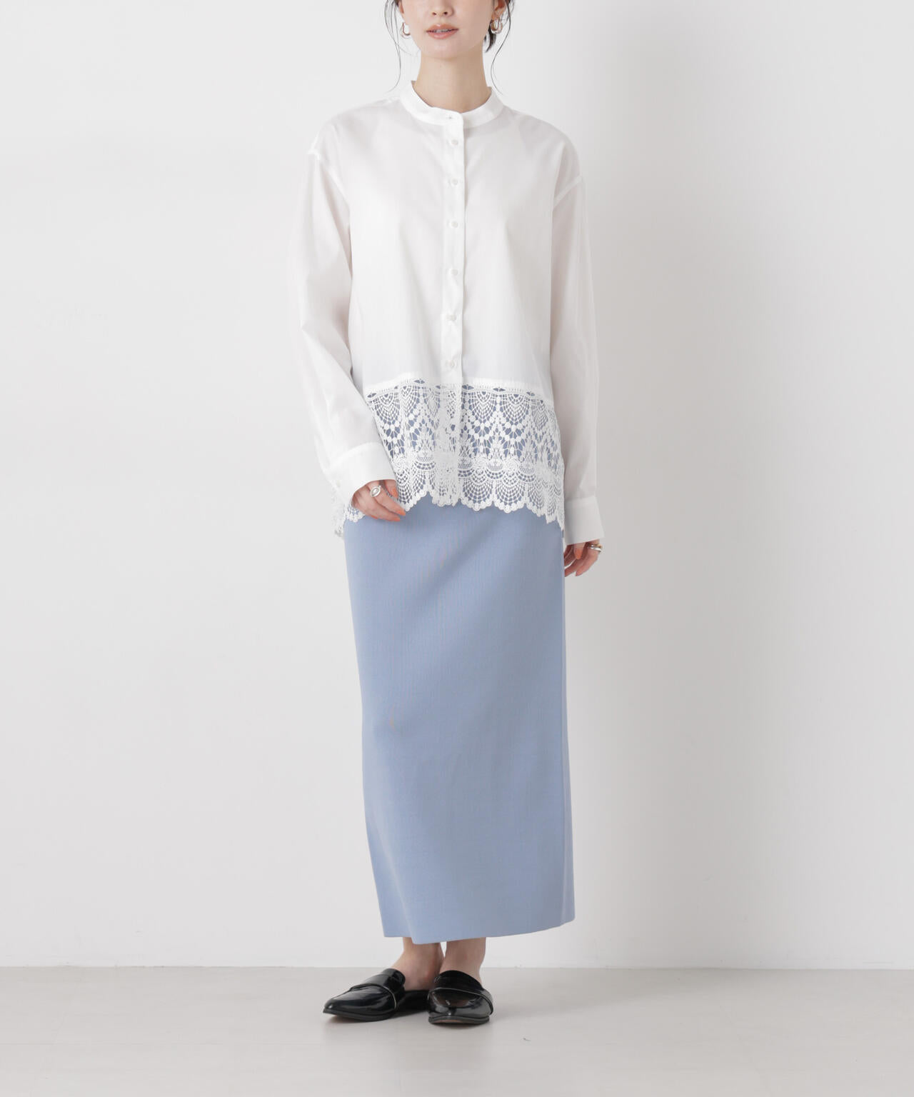 洗濯機洗可ストレートラインニットスカート(セットアップ可)