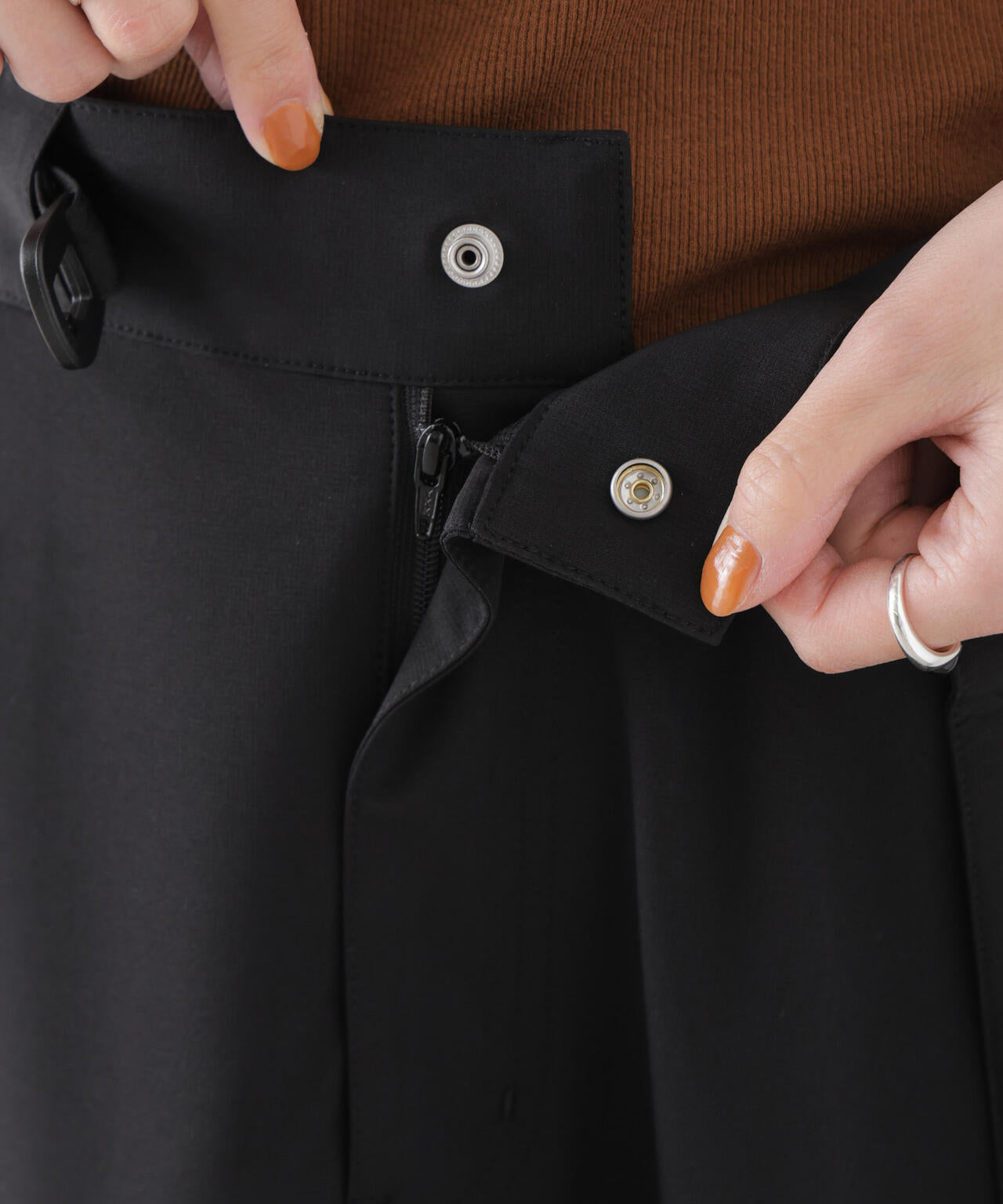 多機能2wayストレッチ ベルテッドセミフレアマキシスカート(セットアップ可) 6736130305