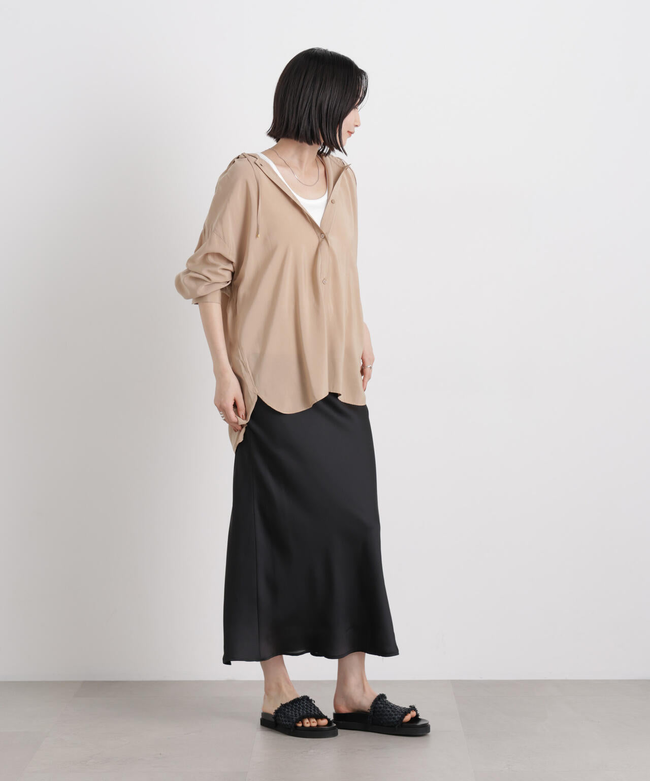 シアーサテンマキシスカート 6736130308