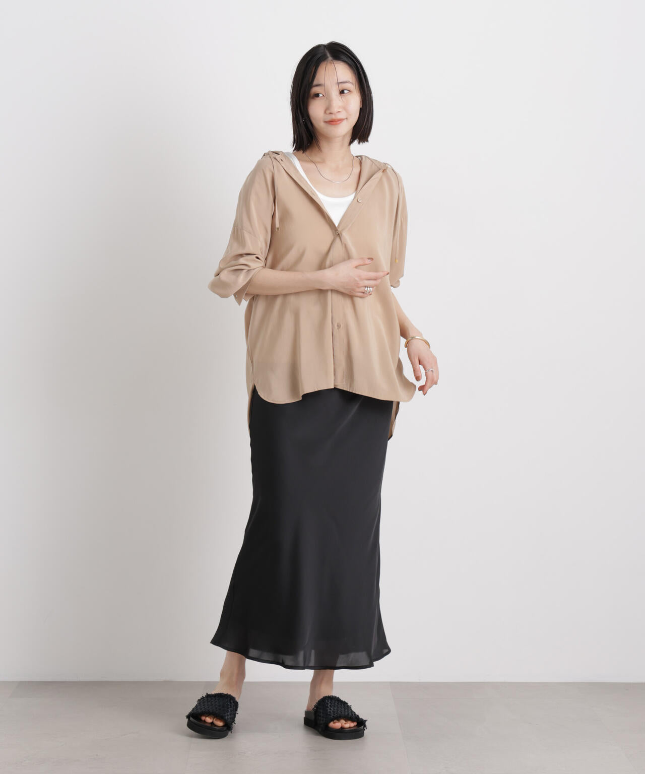 シアーサテンマキシスカート 6736130308