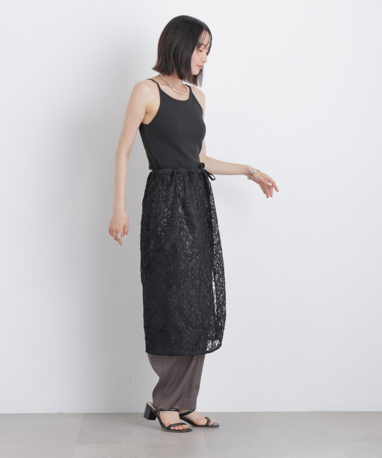 刺繍 レース ラップスカート