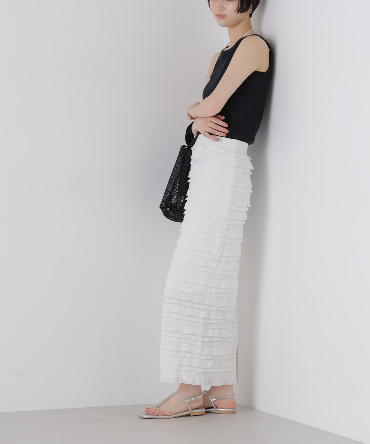 ラッフルジャージーナロースカート 6736130312