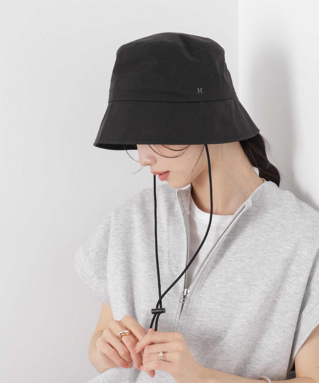 Healthknit / 別注 ドローコード付 ワンポイント 刺繍 HAT