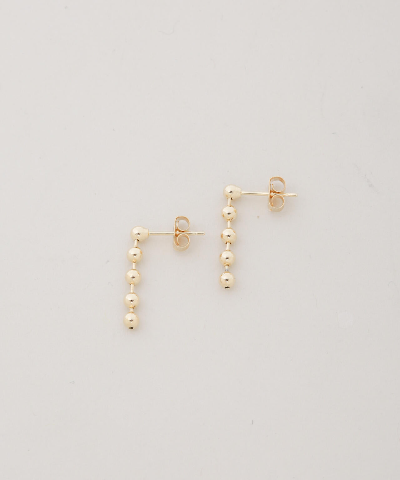 036＊クリア 黄緑ゴールド レトロ チェーン ピアス イヤリング ボールチェーン ドロップ ピアス