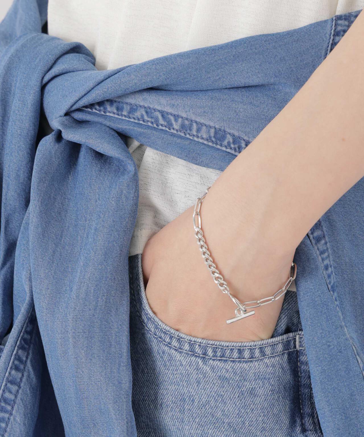 コンビチェーンデザインブレスレット長さ16.5cm