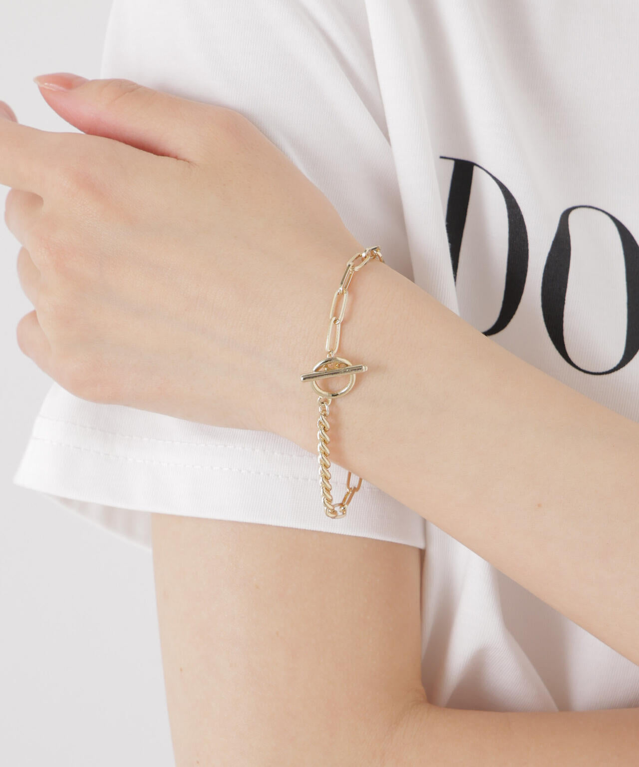 コンビチェーンデザインブレスレット長さ16.5cm