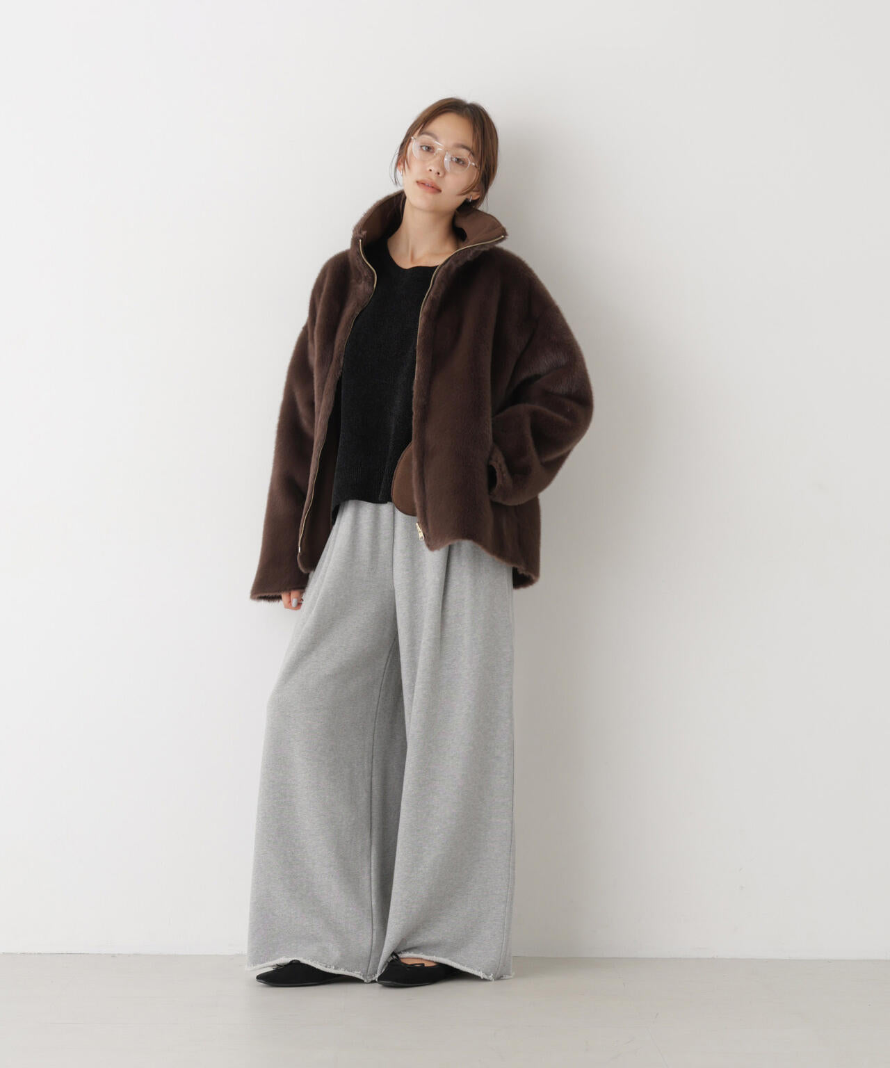 フェイクファースタンドカラーリバーシブルコート