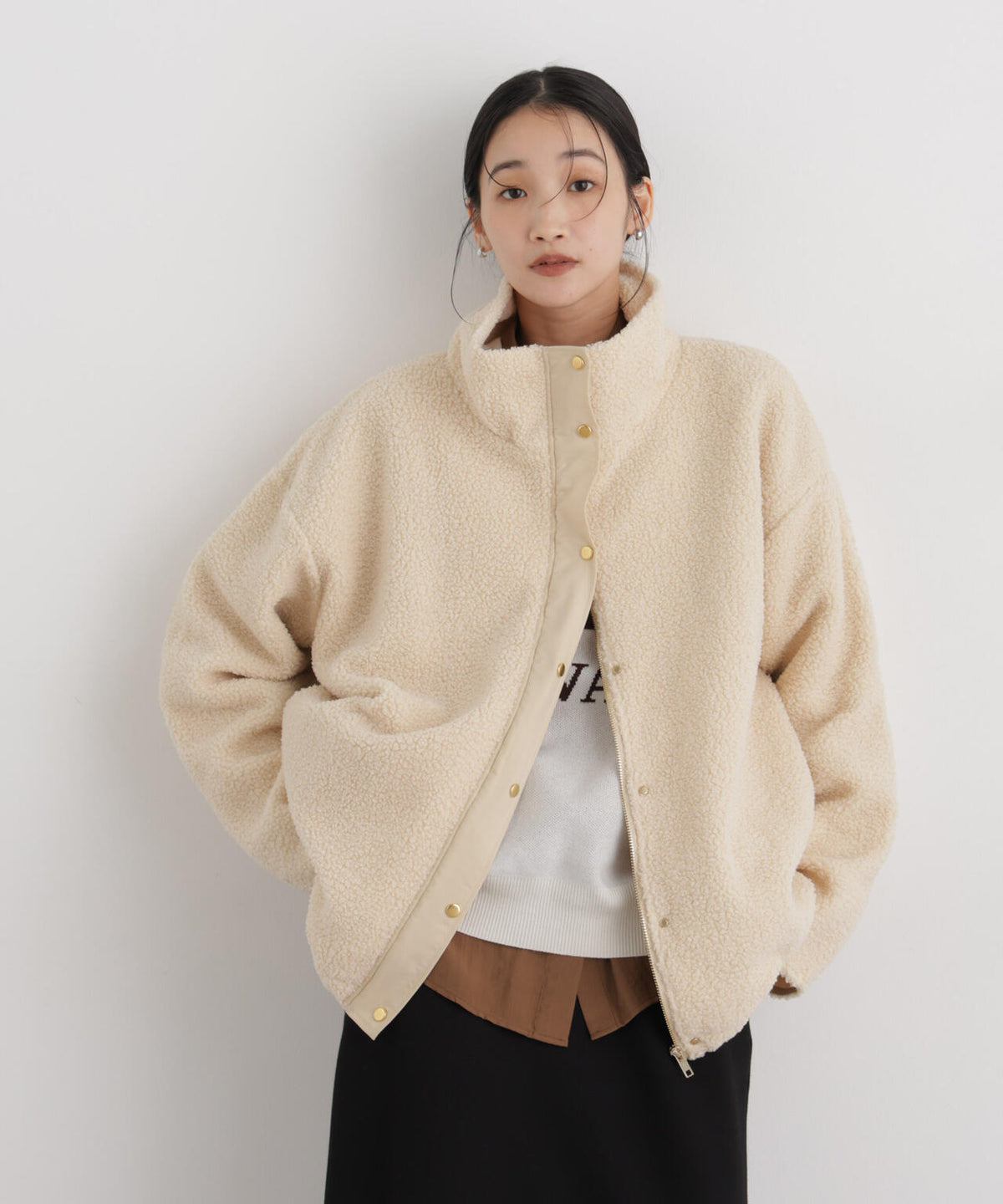 WEB限定/スタンドカラージップボアブルゾン 6736212305